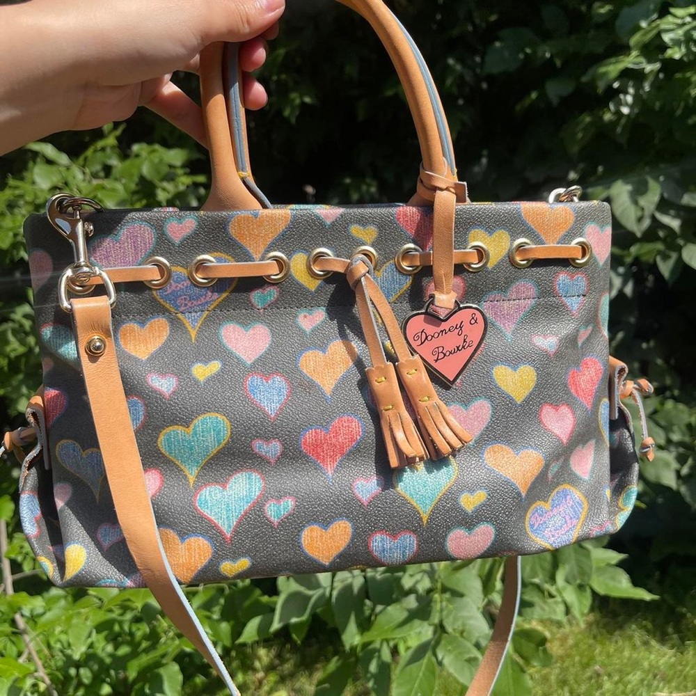 Y2k Vintage Dooney tassel tote with heart charm